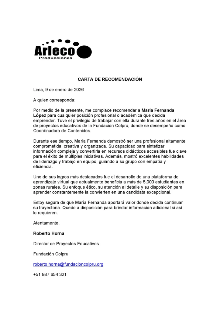 Carta de Recomendación Personal