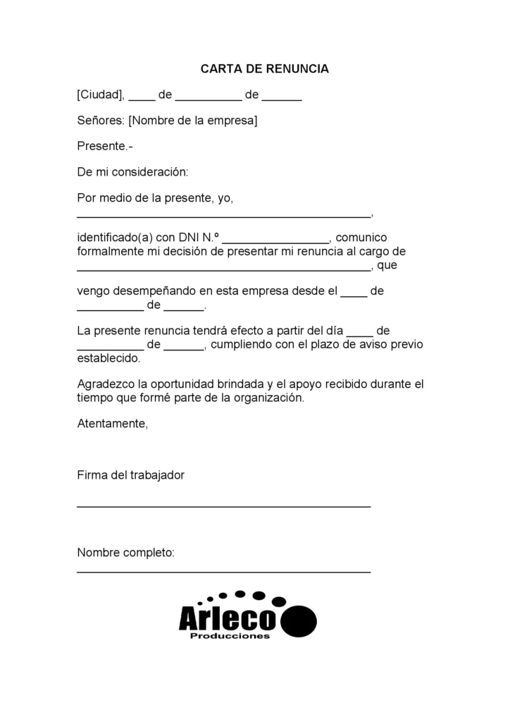 Formato Carta de Renuncia