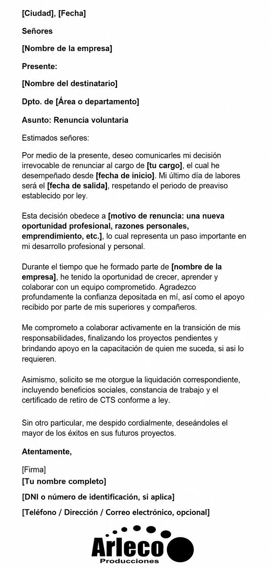 Carta de Renuncia Voluntaria