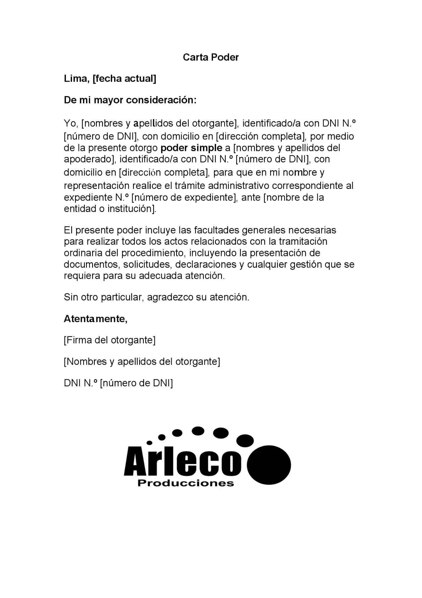 Carta Poder Ejemplo